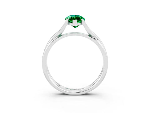 White gold Marquise Cut Emerald Solitaire Twist Band Prong Setting Ring_27