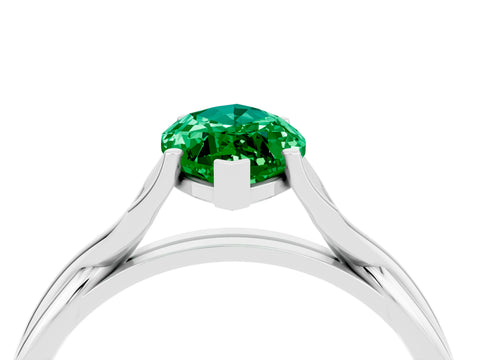 White gold Marquise Cut Emerald Solitaire Twist Band Prong Setting Ring_28