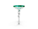 White gold Marquise Cut Emerald Solitaire Twisted Band with Round  Accents and Prong Setting_26