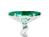 White gold Marquise Cut Emerald Solitaire Twisted Band with Round  Accents and Prong Setting_29