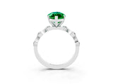White gold Marquise Cut Emerald Solitaire Twisted Band with Round  Accents and Prong Setting_34
