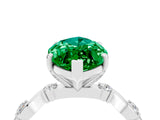White gold Marquise Cut Emerald Solitaire Twisted Band with Round  Accents and Prong Setting_35