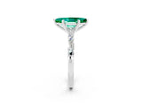 White gold Marquise Cut Emerald Solitaire with Side Baguettes and Channel Set Band_2