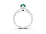 White gold Marquise Cut Emerald Solitaire with Side Baguettes and Channel Set Band_3