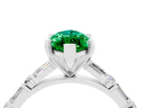 White gold Marquise Cut Emerald Solitaire with Side Baguettes and Channel Set Band_4