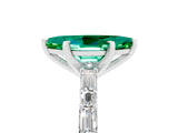 White gold Marquise Cut Emerald Solitaire with Side Baguettes and Channel Set Band_5