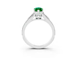 White gold Marquise Cut Emerald Split Shank Engagement Ring with Pavé Band_3