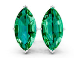 Silver 0.93 Carat Marquise Emerald Stud Earrings