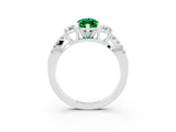 White gold Marquise Cut Emerald Three-Stone Ring with Pavé Split Shank and Four-Prong Setting_15