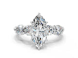 White gold Marquise Cut Five-Stone Prong Set Diamond Ring with Classic Band_68