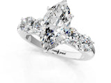 White gold Marquise Cut Five-Stone Prong Set Diamond Ring with Classic Band_69