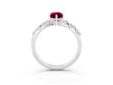 White gold Marquise Cut Garnet Cluster Side Stone Solitaire Ring with Prong Setting_27
