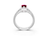 White gold Marquise Cut Garnet Engagement Ring with Milgrain Channel Set Band and Prong Setting_3