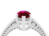 White gold Marquise Cut Garnet Engagement Ring with Milgrain Channel Set Band and Prong Setting_4