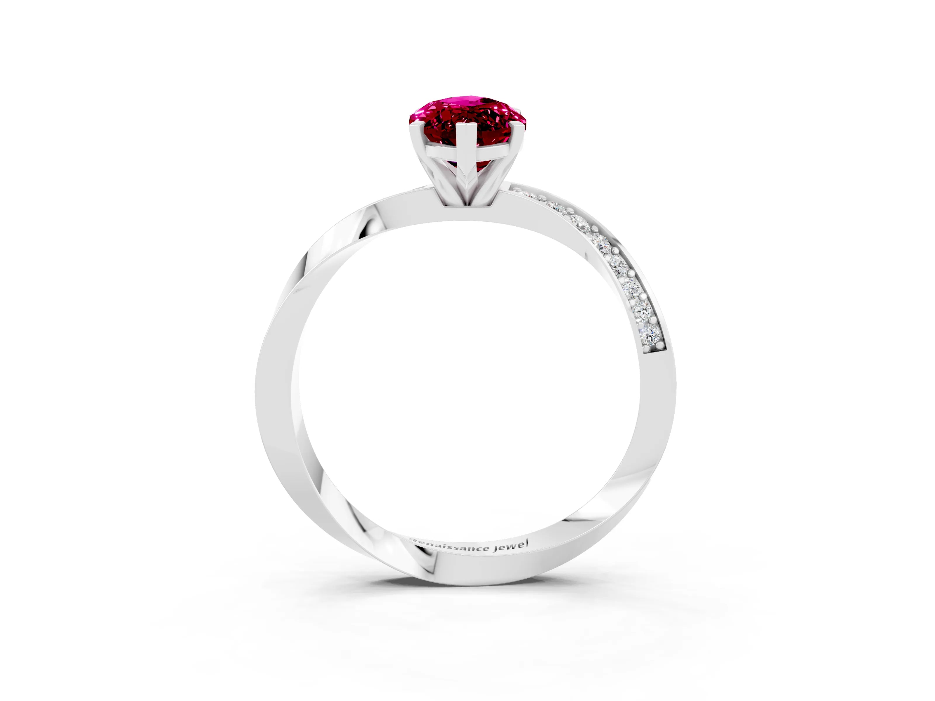 White gold Marquise Cut Garnet Engagement Ring with Side Stone Accents and Four-Prong Setting_30