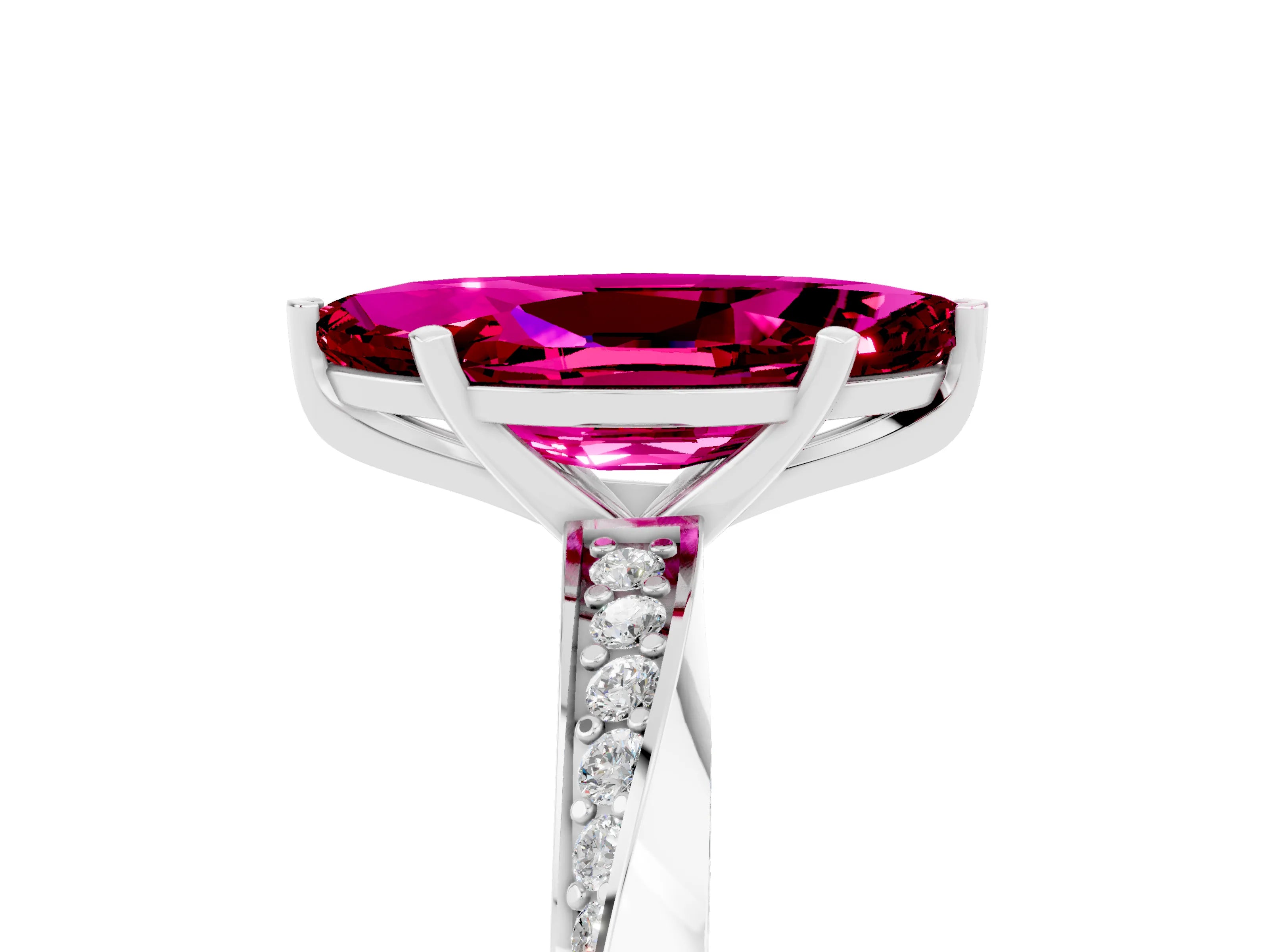 White gold Marquise Cut Garnet Engagement Ring with Side Stone Accents and Four-Prong Setting_32
