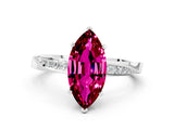 White gold Marquise Cut Garnet Engagement Ring with Side Stone Accents and Four-Prong Setting_72