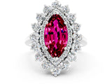 White gold Marquise Cut Garnet Floral Double Halo Engagement Ring with Prong Setting_39