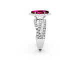 White gold Marquise Cut Garnet Halo Ring with Round Split Shank and Prong Setting_62