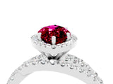 White gold Marquise Cut Garnet Halo Ring with Round Split Shank and Prong Setting_64