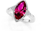 White gold Marquise Cut Garnet Halo Ring with Tapered Band and Four-Prong Setting_1