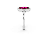 White gold Marquise Cut Garnet Halo Ring with Tapered Band and Four-Prong Setting_2