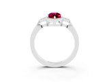 White gold Marquise Cut Garnet Halo Ring with Tapered Band and Four-Prong Setting_3