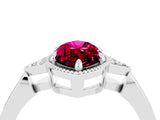 White gold Marquise Cut Garnet Halo Ring with Tapered Band and Four-Prong Setting_4