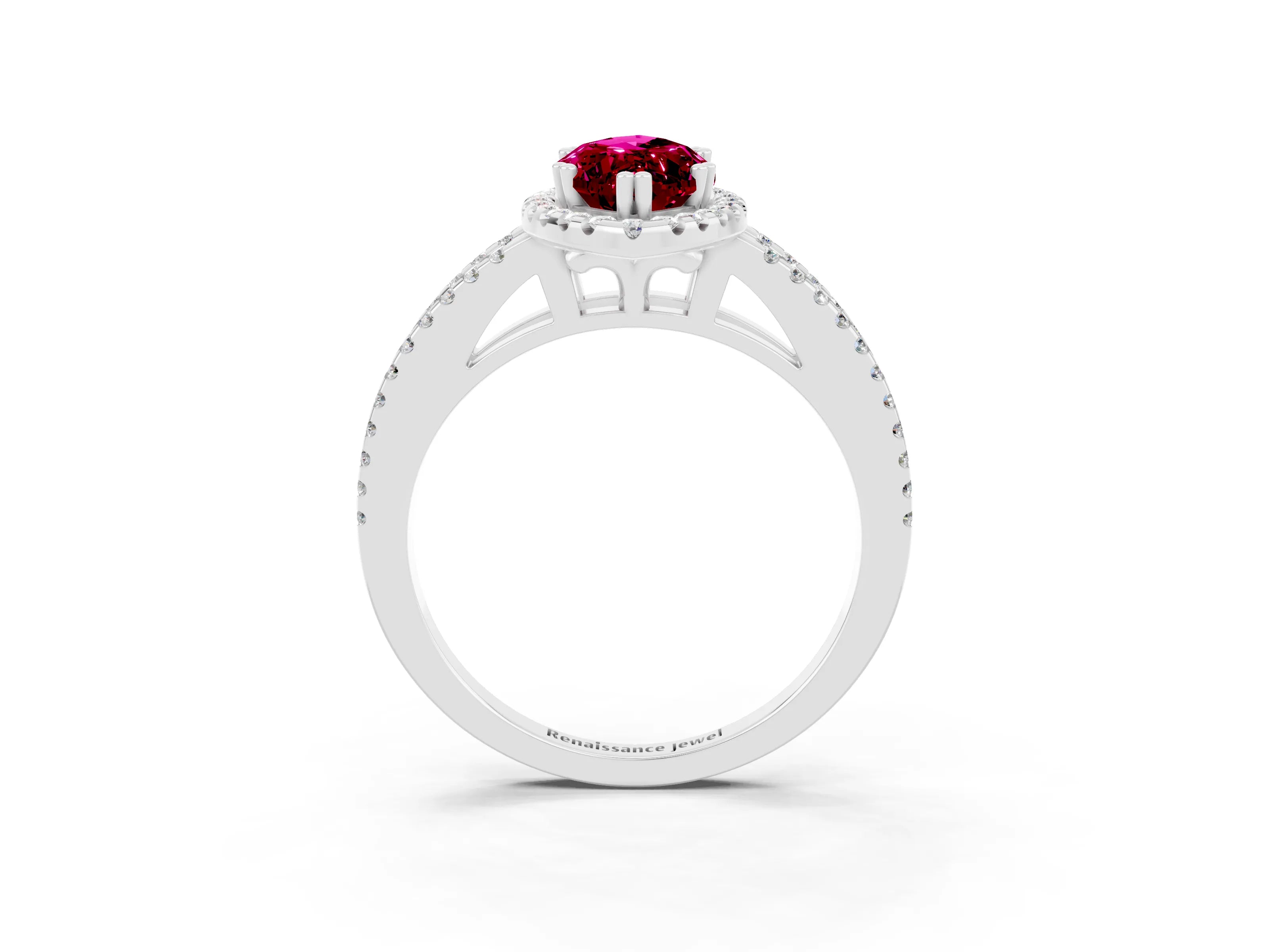 White gold Marquise Cut Garnet Halo Split Shank Engagement Ring_15