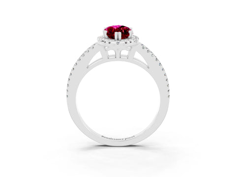 White gold Marquise Cut Garnet Halo Split Shank Engagement Ring_15