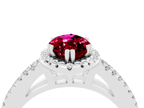 White gold Marquise Cut Garnet Halo Split Shank Engagement Ring_16