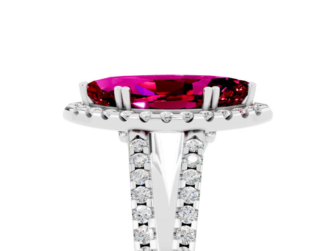 White gold Marquise Cut Garnet Halo Split Shank Engagement Ring_17