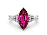 White gold Marquise Cut Garnet  Halo Twist Band Solitaire Prong Setting Ring_24