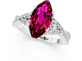 White gold Marquise Cut Garnet  Halo Twist Band Solitaire Prong Setting Ring_25