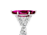 White gold Marquise Cut Garnet  Halo Twist Band Solitaire Prong Setting Ring_29