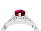 White gold Marquise Cut Garnet  Halo Twist Band Solitaire Prong Setting Ring_58