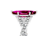 White gold Marquise Cut Garnet  Halo Twist Band Solitaire Prong Setting Ring_59