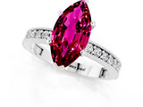 White gold Marquise Cut Garnet Milgrain Pavé Engagement Ring with Four-Prong Setting_1