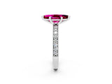 White gold Marquise Cut Garnet Milgrain Pavé Engagement Ring with Four-Prong Setting_2
