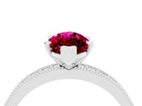 White gold Marquise Cut Garnet Milgrain Pavé Engagement Ring with Four-Prong Setting_4