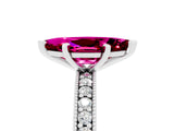 White gold Marquise Cut Garnet Milgrain Pavé Engagement Ring with Four-Prong Setting_5