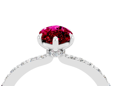 White gold Marquise Cut Garnet Pavé Engagement Ring with Round  Accents and Prong Setting_16