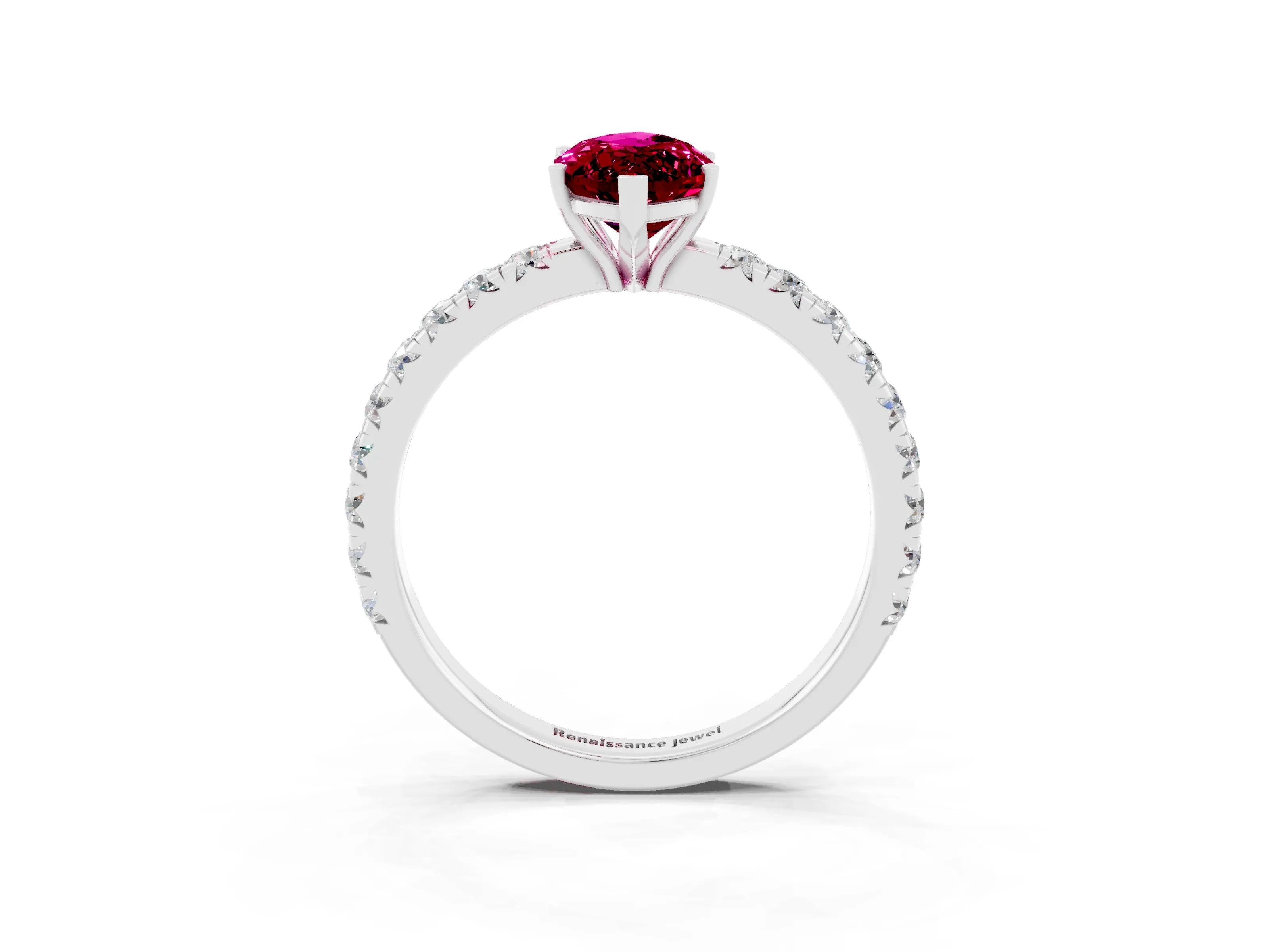 White gold Marquise Cut Garnet Pavé Solitaire Engagement Ring with Four-Prong Setting_15
