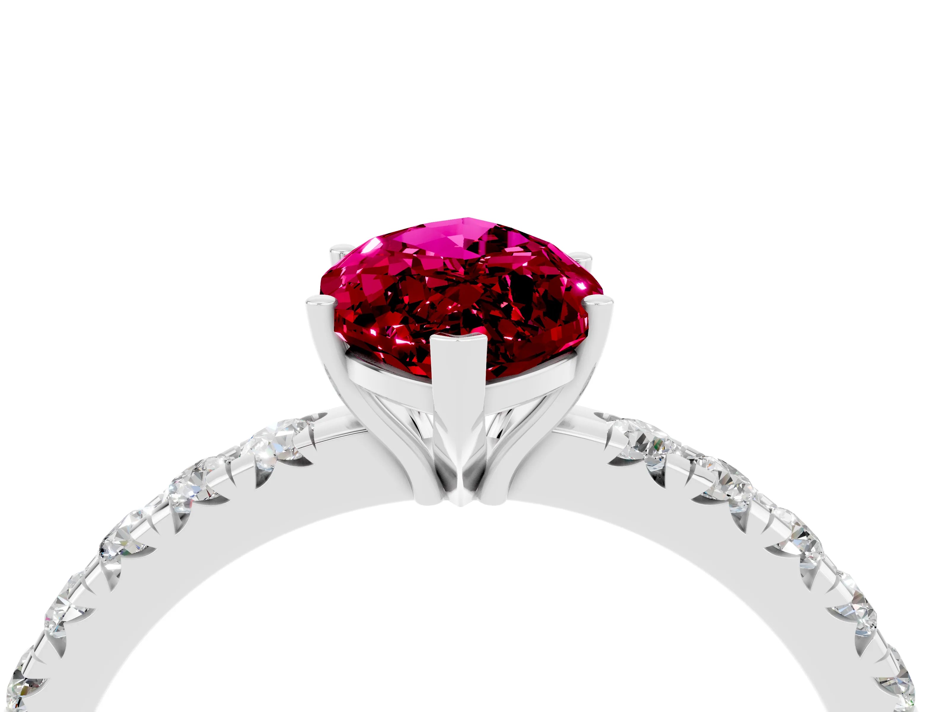 White gold Marquise Cut Garnet Pavé Solitaire Engagement Ring with Four-Prong Setting_16