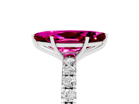 White gold Marquise Cut Garnet Pavé Solitaire Engagement Ring with Four-Prong Setting_17