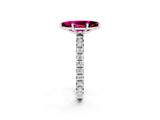 White gold Marquise Cut Garnet Pavé Solitaire Ring with Round Band and Prong Setting_38