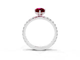 White gold Marquise Cut Garnet Pavé Solitaire Ring with Round Band and Prong Setting_39