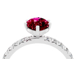 White gold Marquise Cut Garnet Pavé Solitaire Ring with Round Band and Prong Setting_40