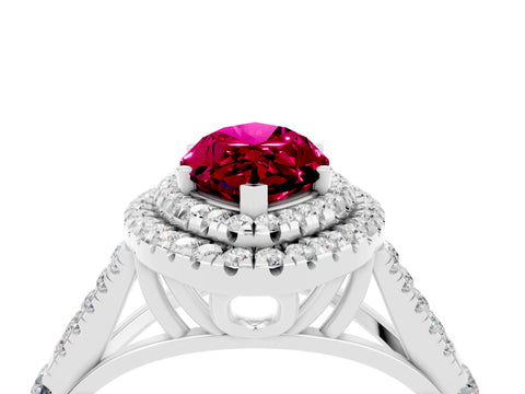 White gold Marquise Cut Garnet Pavé Split Shank Double Halo Engagement Ring_4