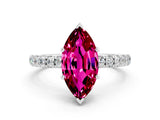 White gold Marquise Cut Garnet Pave Band Solitaire Ring with Four-Prong Setting_24
